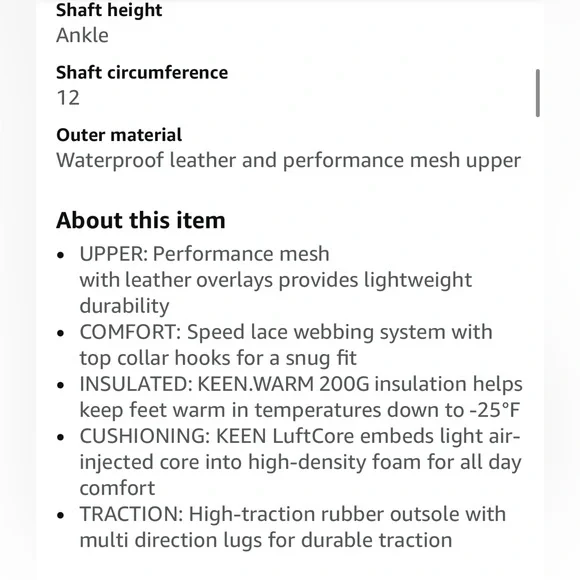 Keen Circadia Waterproof hiking boot, 8, insulated.  EUC - Picture 10 of 11